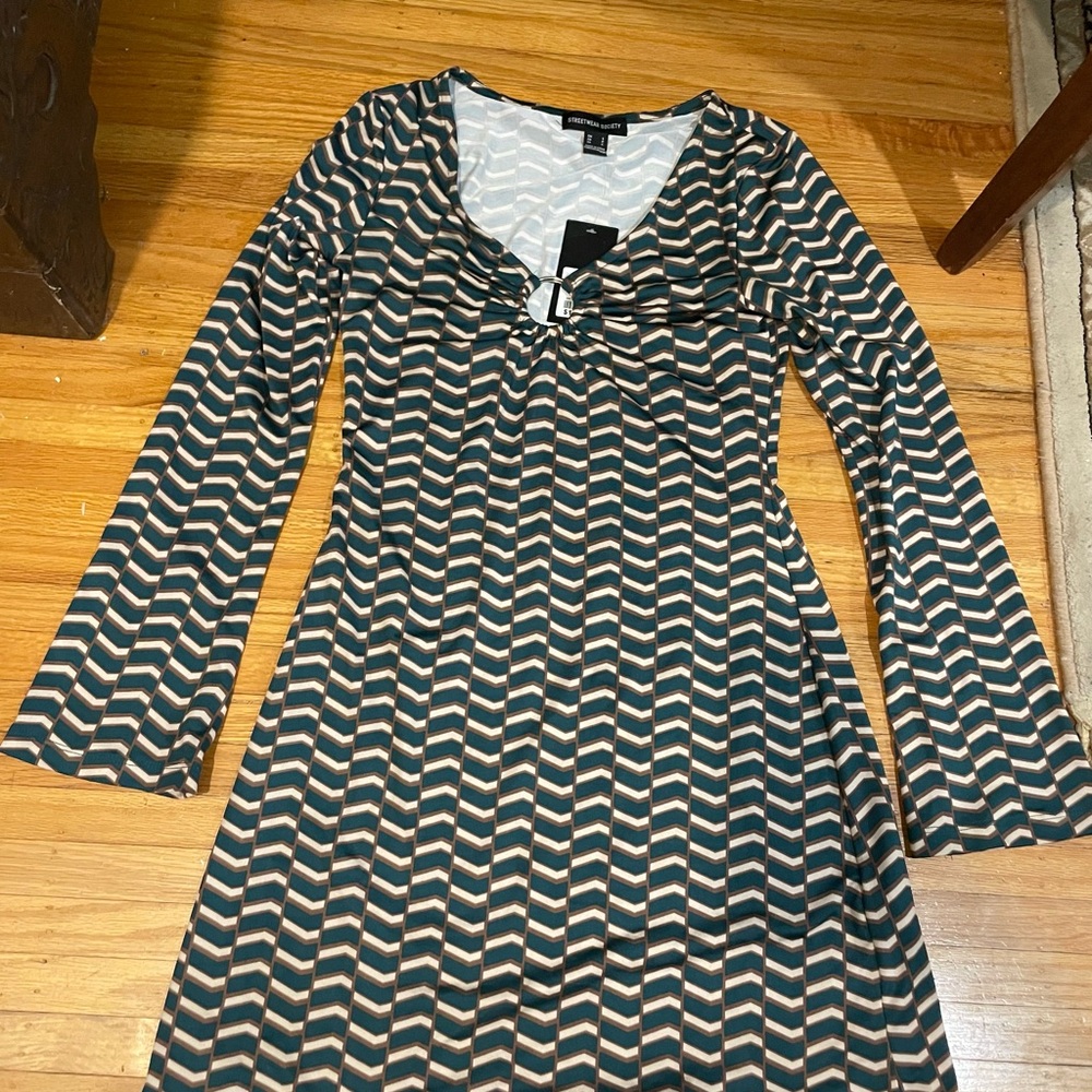 Patterned Long Sleeve Dress